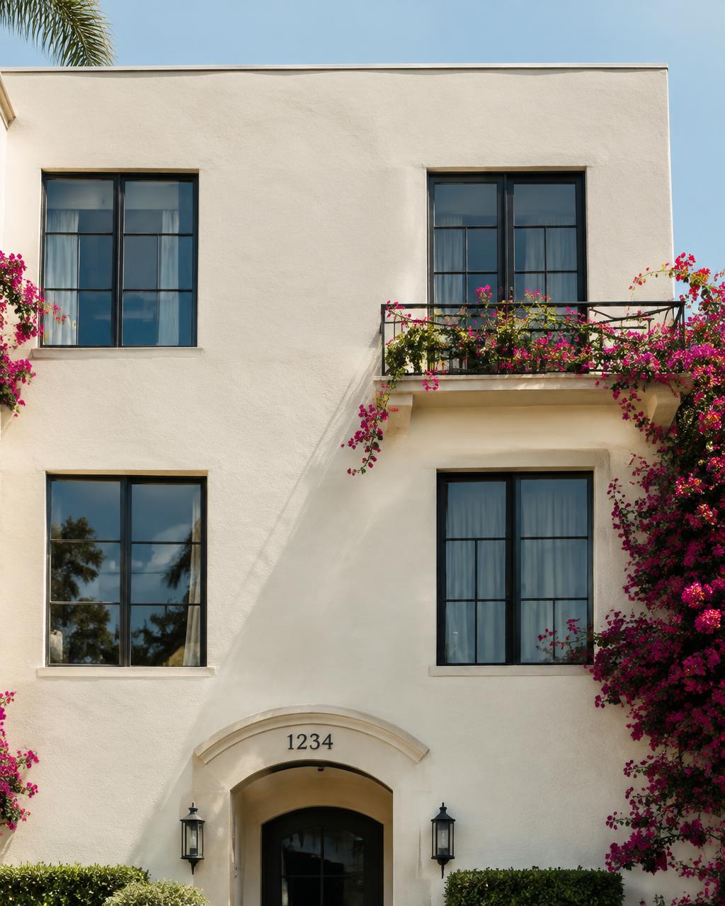 Exterior facade of the apartment building in daylight